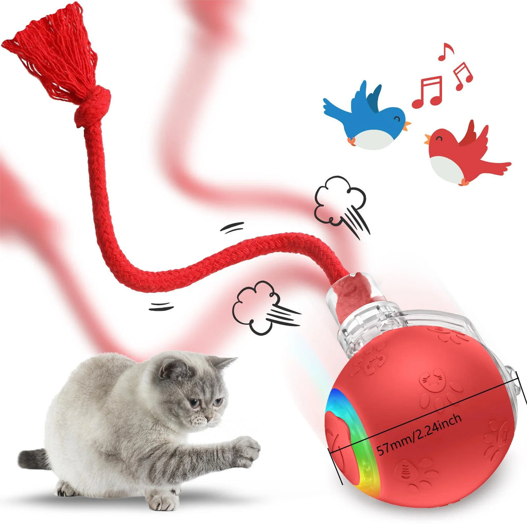 Motion-Activated Rolling Cat Toy with Tail (Yellow) X41142
