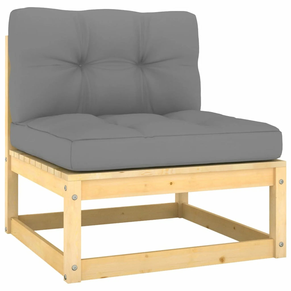 11 Piece Patio Lounge Set with Gray Cushion Pinewood Sectional Outdoor Furniture Set B4774