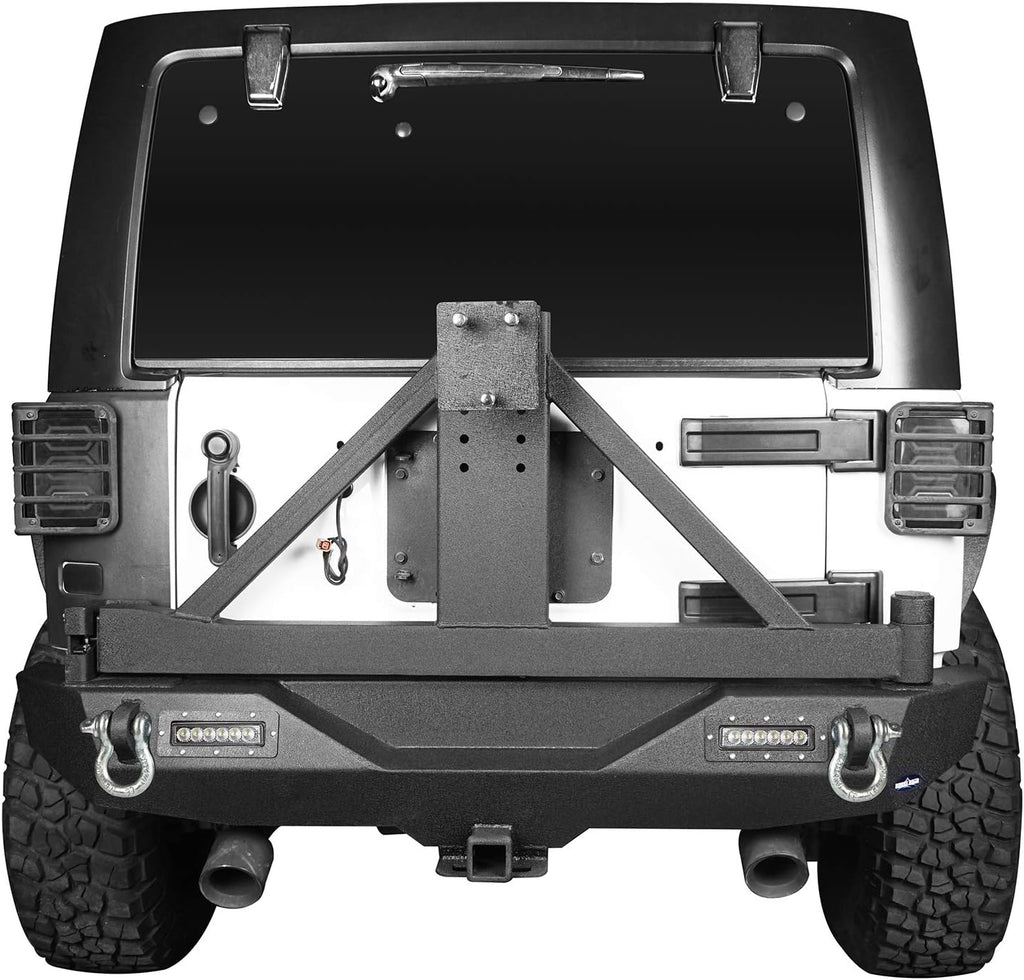 Front and Rear Bumper with Spare Tire Carrier and Winch Plate Q905834