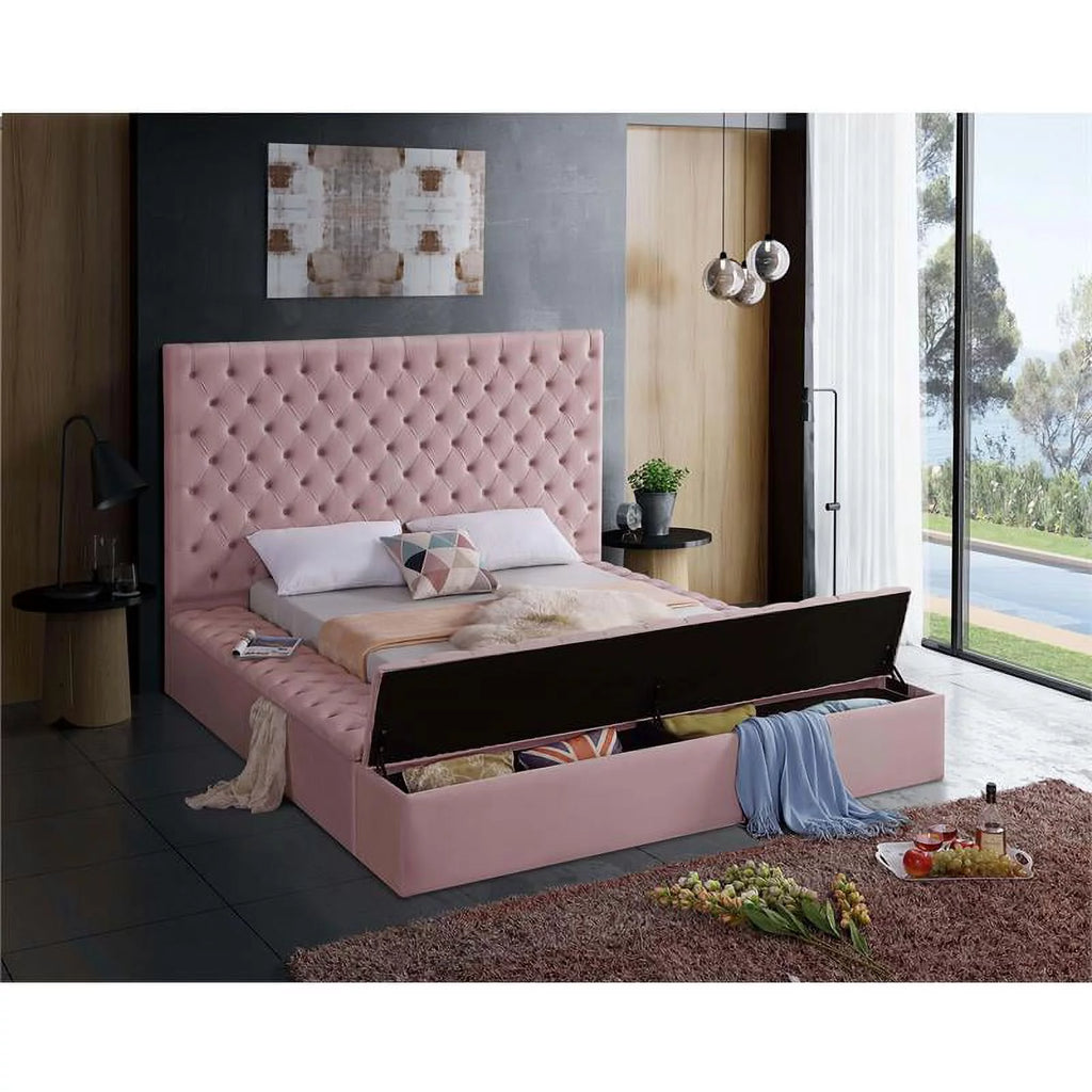 Pink Queen Wood Storage Platform Bed M843