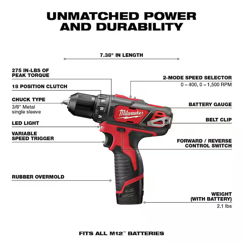 12V Lithium-Ion Cordless Drill Driver/Impact Driver Combo Kit G24893