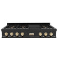 48 Inch 7 Gas Burners Porcelain Rangetop in Black Stainless Steel M9781
