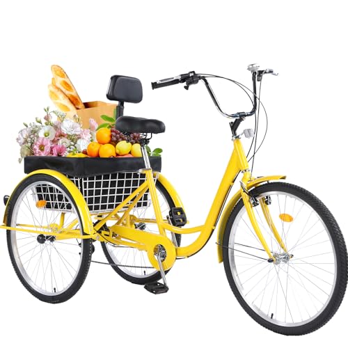 24/26-Inch 3 Wheel Cruiser Bike with Large Basket & Adjustable Seat J89315