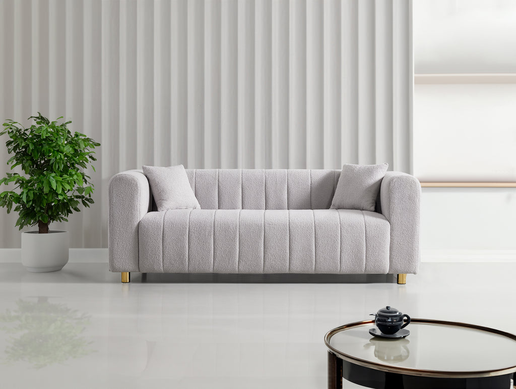 81.89" Teddy Large Modern 3 Seater Upholstered Sofa with Gold Metal Legs K180322