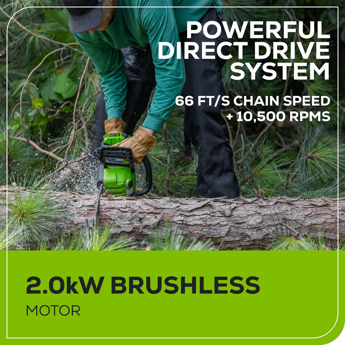 60V 2.0kW Brushless Chainsaw with 4.0 Ah Battery & Charger U5979
