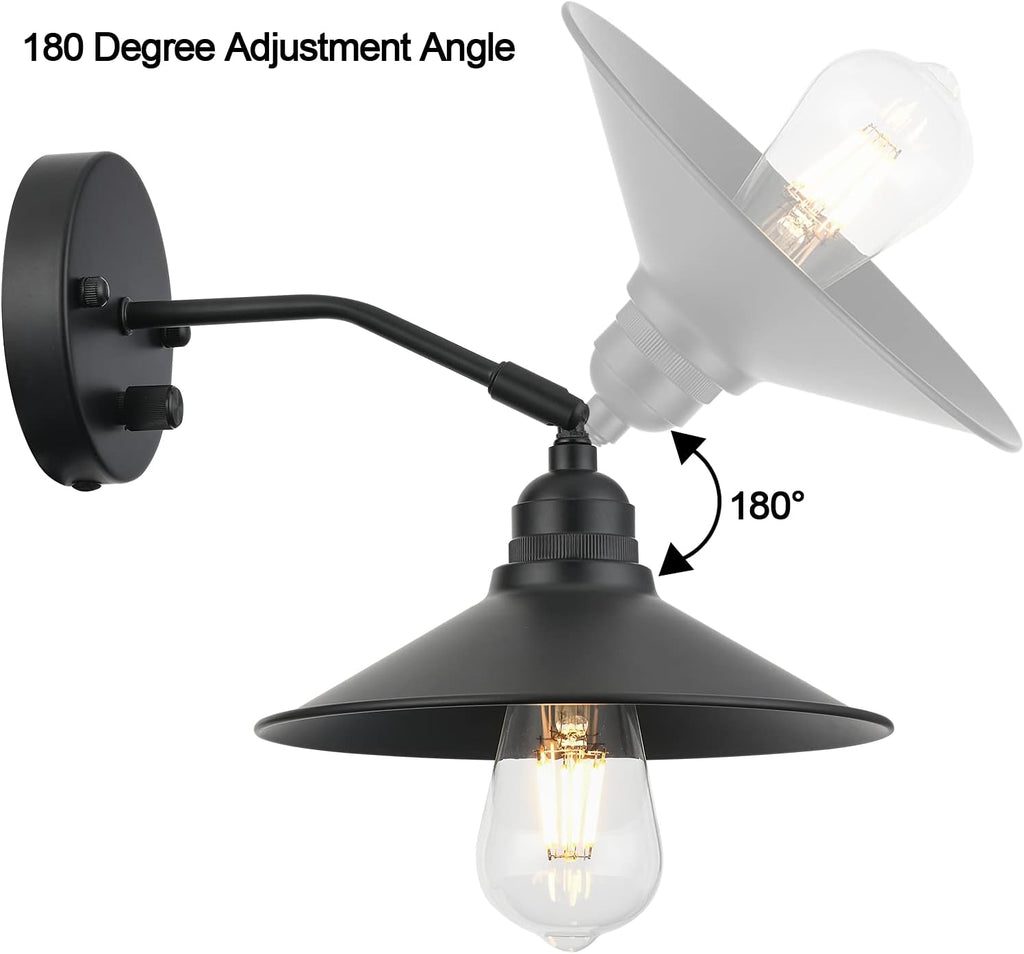Matt Black Metal Wall Sconce with on/Off Switch D8785