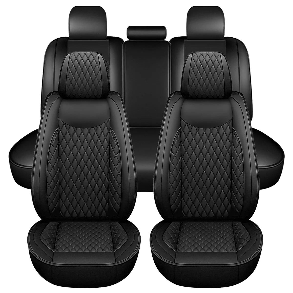 Black Waterproof Leather Full Set Car Seat Cover R61098