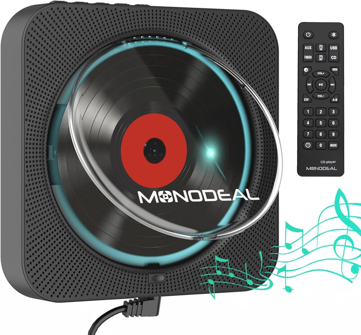 Pack of 2 Wall Mounted Bluetooth CD Player with Built-in Dual Speakers U9697
