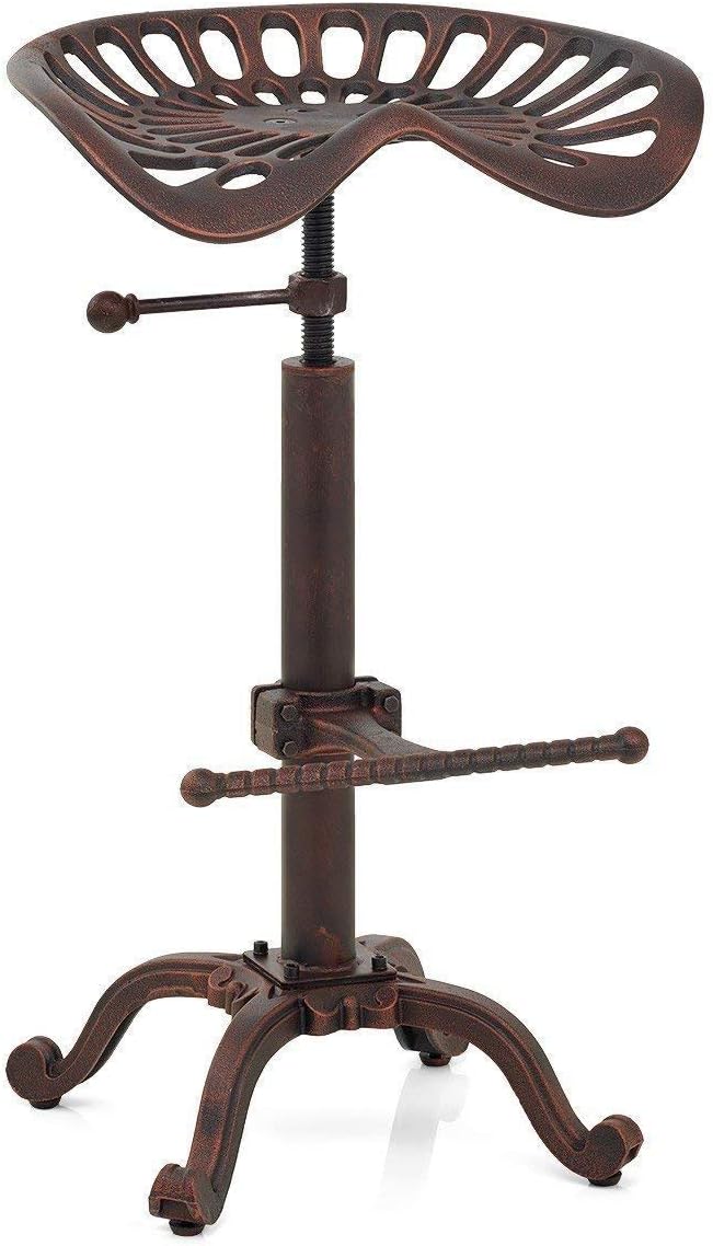 Rustic Industrial Farmhouse Tractor Seat Counter Height Adjustable Bar Stool Cast Iron Swivel Stool R162