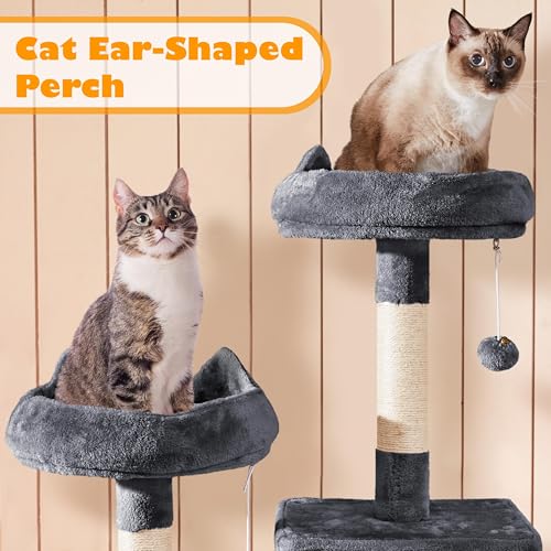 Dark Gray Cat Tree with Platform, Hammock, Scratching Posts V750