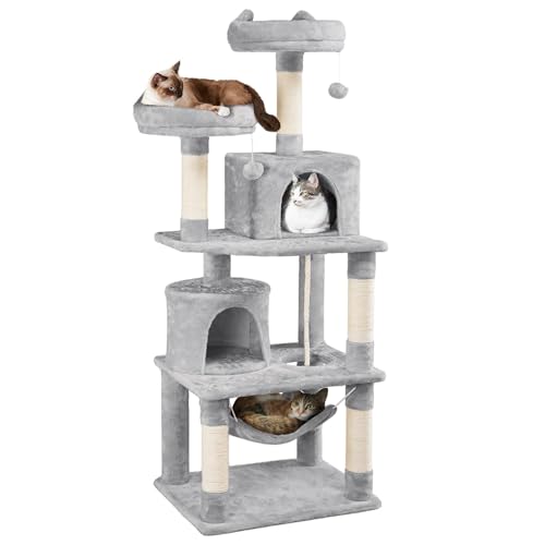 Dark Gray Cat Tree with Platform, Hammock, Scratching Posts V750