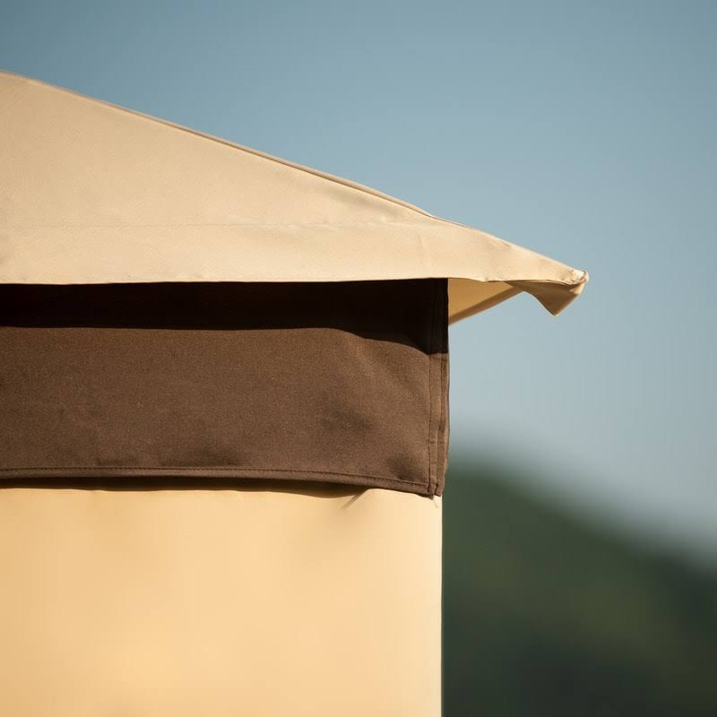 Beige and Brown Pop-Up Gazebo Tent with Mosquito Netting K2391