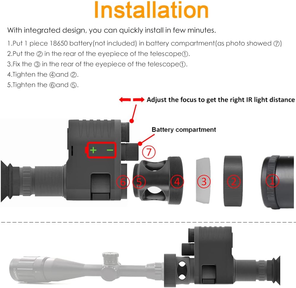 Night Vision Scope 1080P Hunting Riflescope with Quick Install Rings M513688