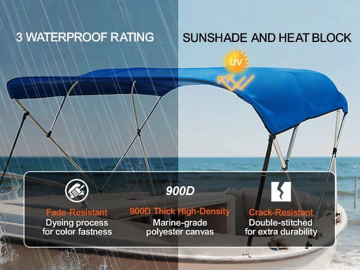 4 Bow Bimini Top Boat Cover 900D Polyester Aluminum Frame 91"-96" W I9483