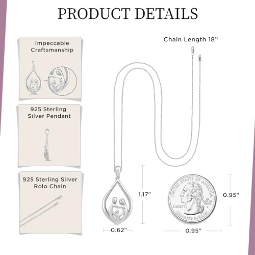 Parent and Children Family Necklace Pendant in Sterling Silver 18" Rolo Chain J849666