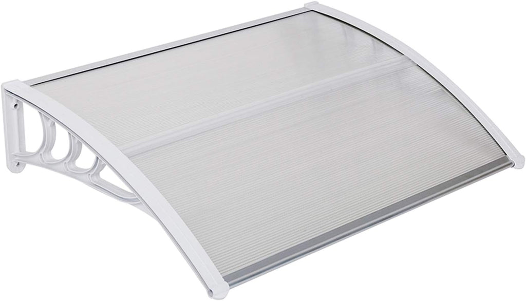 Polycarbonate 40 x 80 White Canopy Black Bracket Patio Door Awning F929