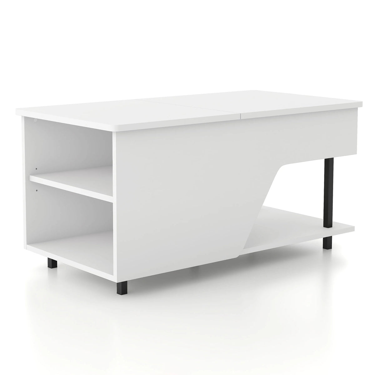White Lift Top Storage Coffee Table with LED Light P6372
