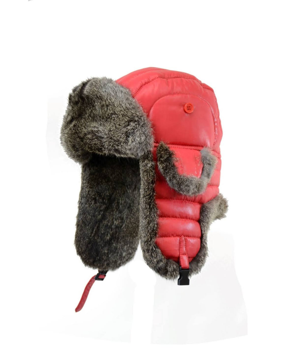 Purple/Grey Rabbit-Trimmed Nylon Aviator Hat Y35276