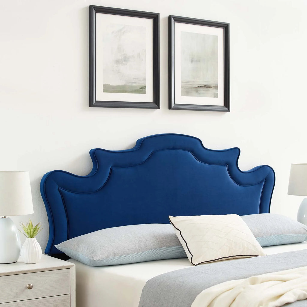 Navy Performance Velvet King/California King Headboard H8158