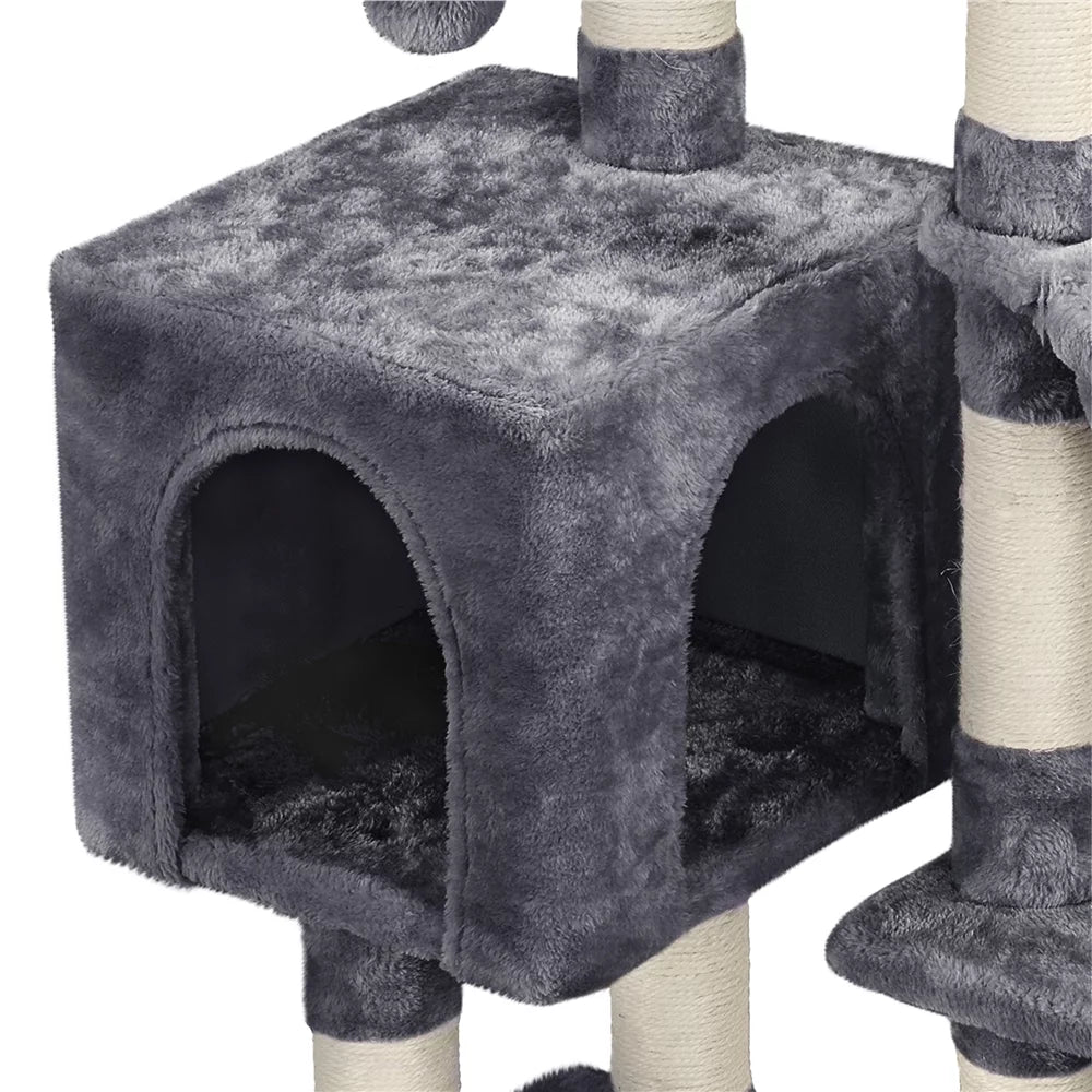 4-Level Plush Cat Tree with Condo, Dark Gray J402