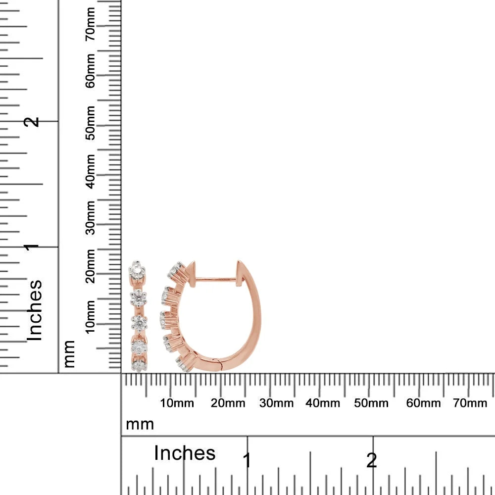 1 Carat Round Cut Lab Created Moissanite Five Stone Hoop Earrings In 14K Rose Gold Over Sterling Silver U888622