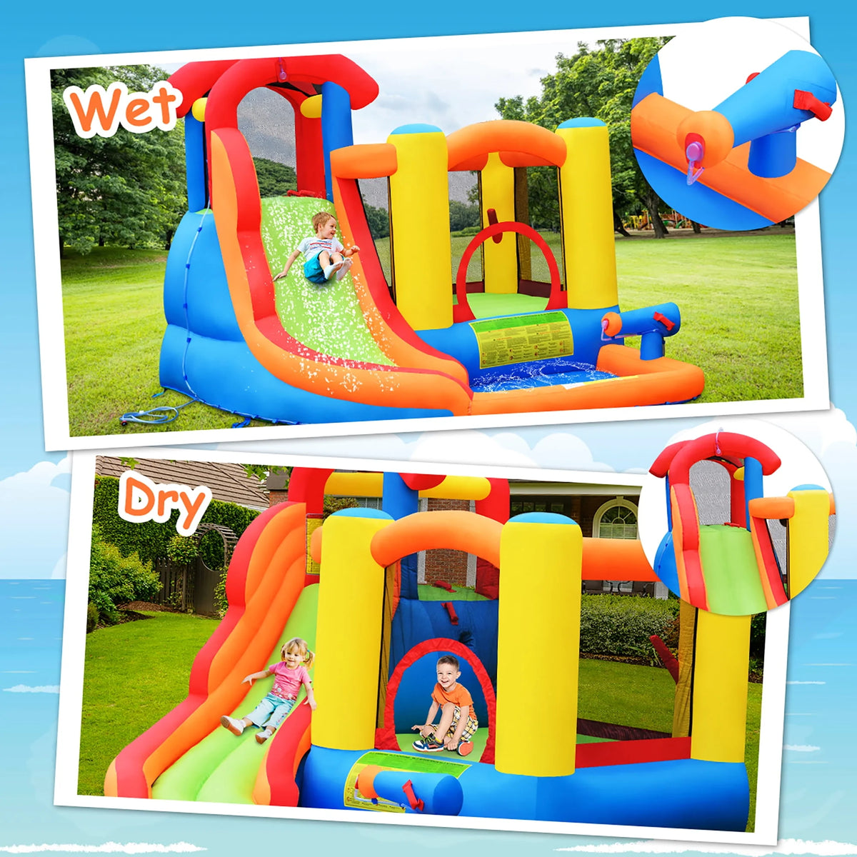 Inflatable Bounce House Water Slide with Splash Pool B3608