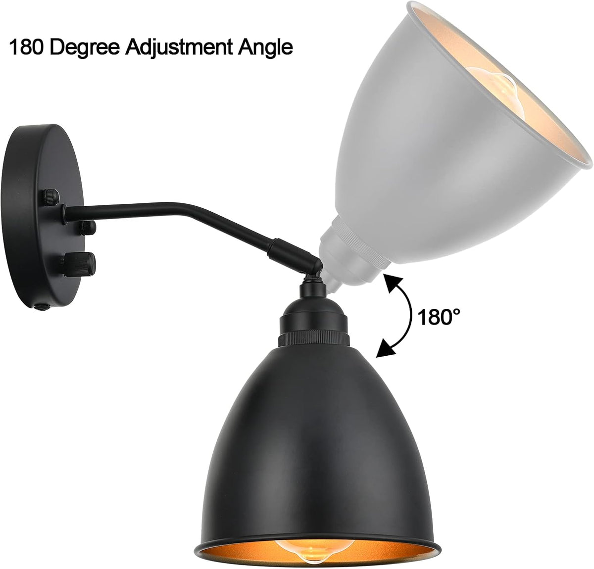 Matt Black Metal Wall Sconce with on/Off Switch D8785