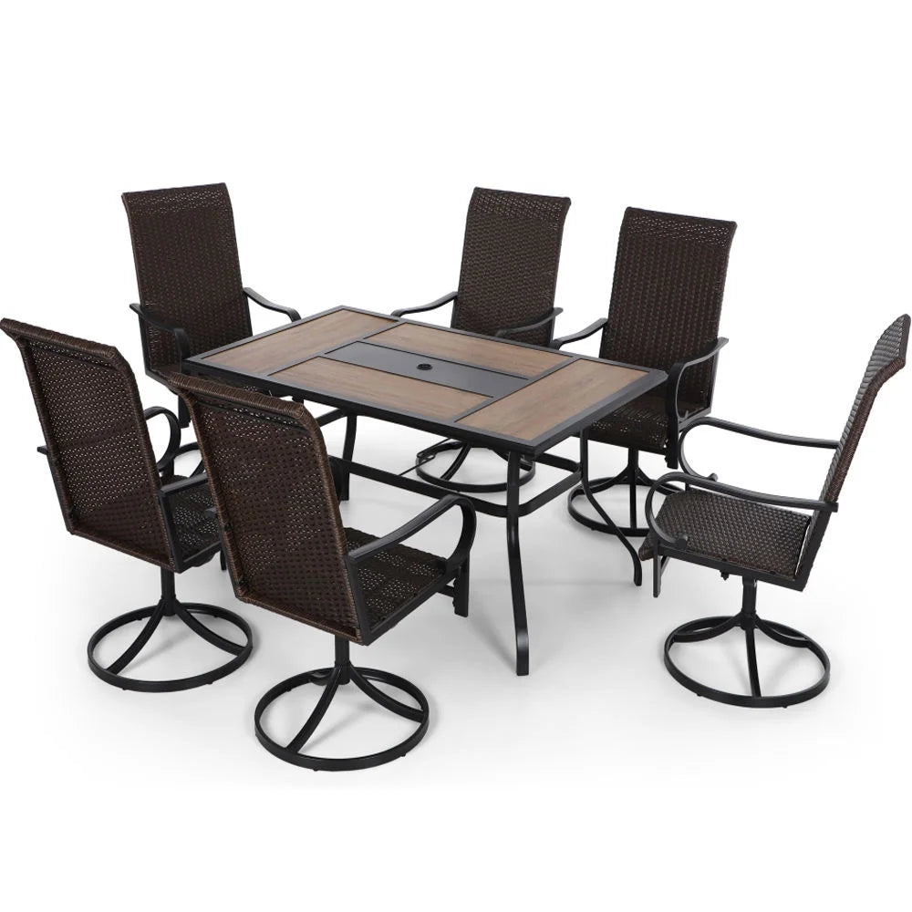 7 Piece Outdoor Patio Dining Set Rattan Chairs and Table A44087