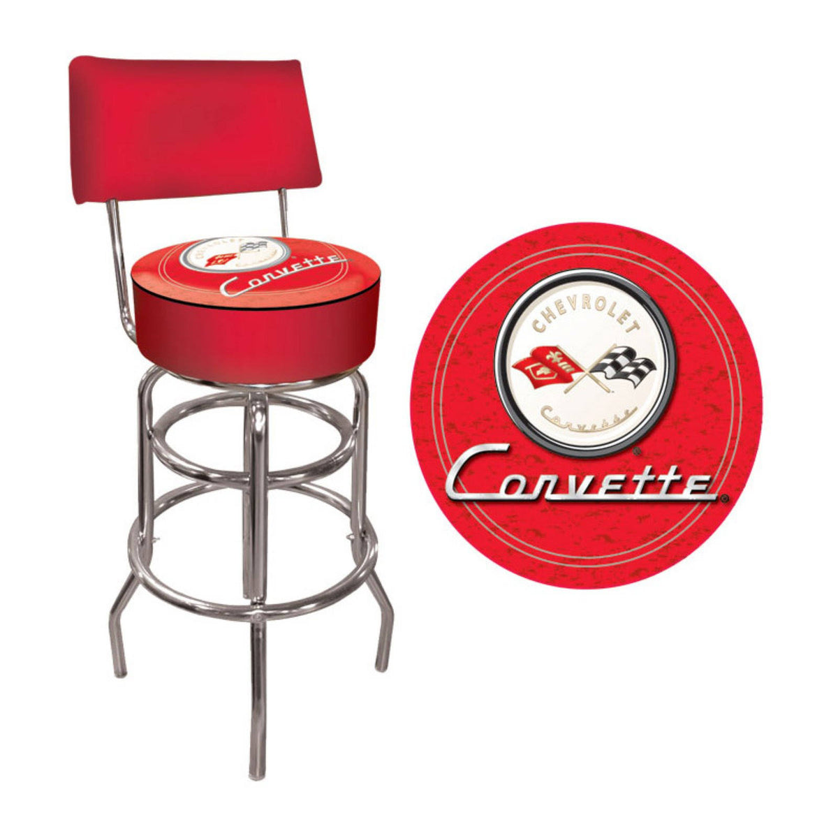 Red Padded Bar Stool with Back Y3769