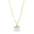 18K Yellow Gold Solitaire Moissanite Pendant with 18" Chain Q559261