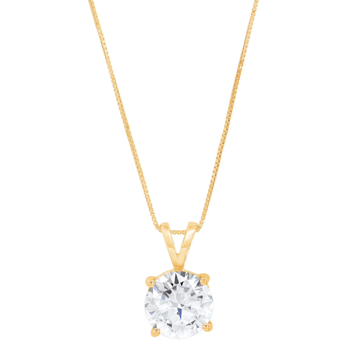 18K Yellow Gold Solitaire Moissanite Pendant with 18" Chain Q559261