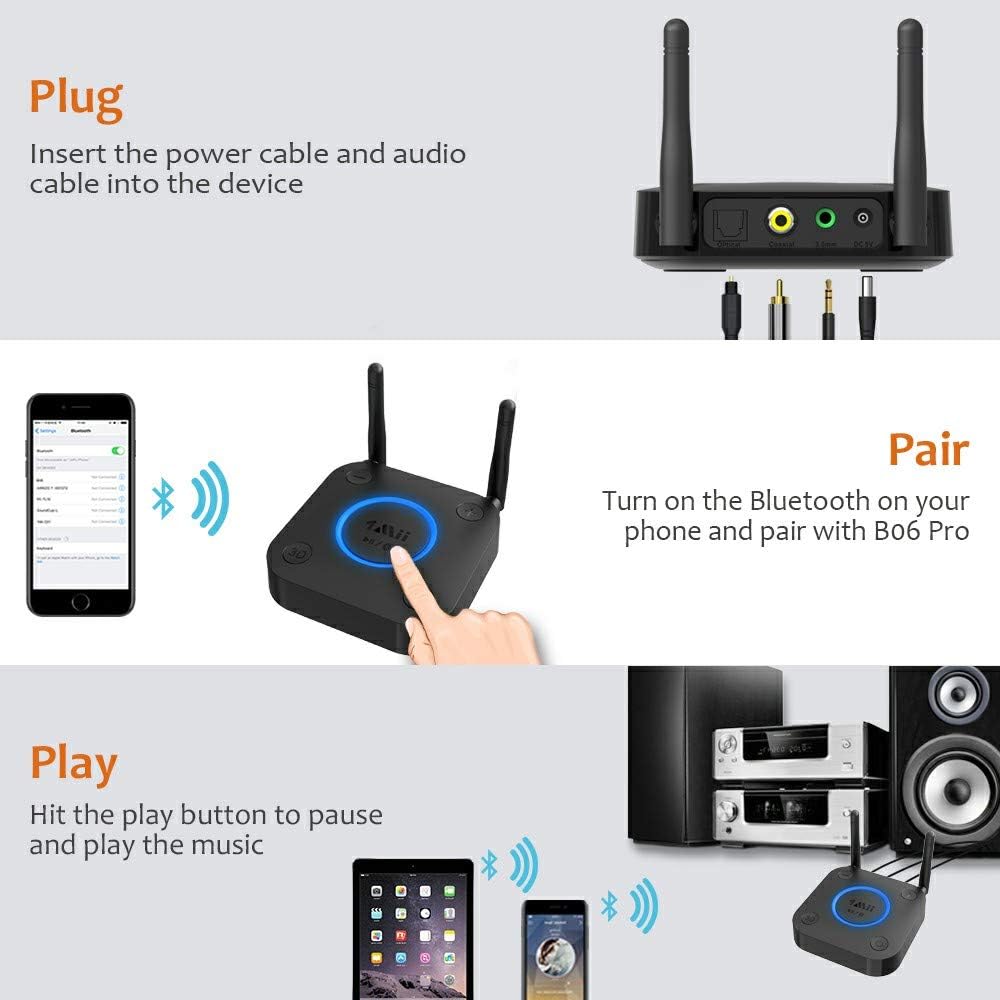 Bluetooth 5.0 Receiver with Optical RCA AUX 3.5mm Coaxial Pack of 2 Y4534