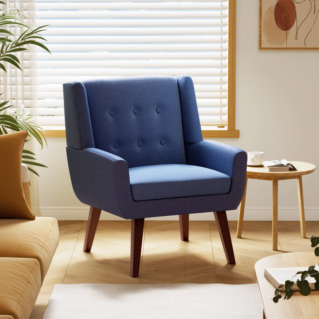 Beige Button-Tufted Upholstered Accent Chair Q504397