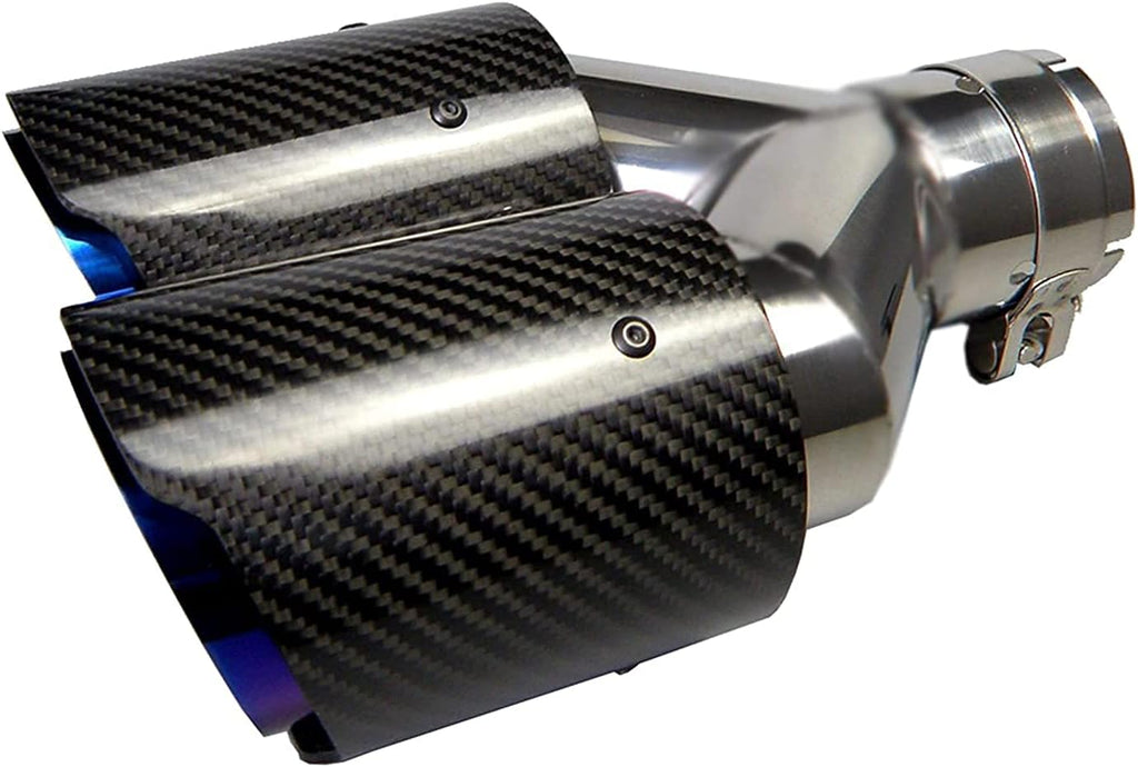 2.5 Inlet 63MM Double Exhaust Tip Carbon Car Tail Tip 3.5 Outlet Glossy Red and Black T8585