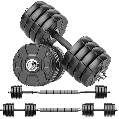Heavy Adjustable Dumbbell Barbell Set, Metal Dumbbell Grip and Barbell Bar, 1" Center Hole Weight Plate B3427
