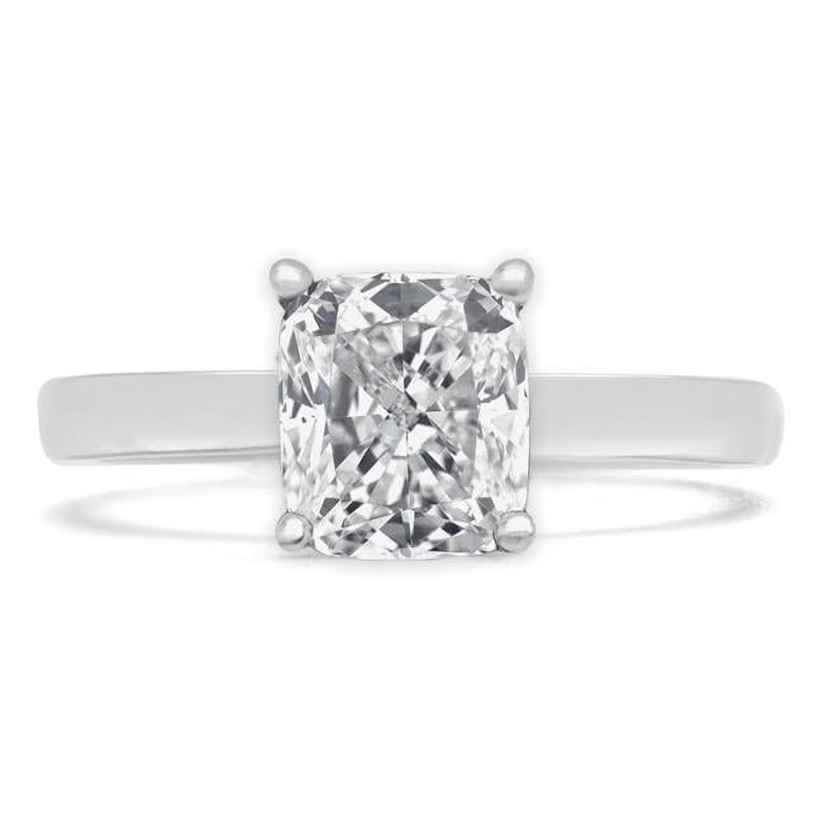 14K White Gold Cushion Diamond Solitaire Engagement Ring F8276