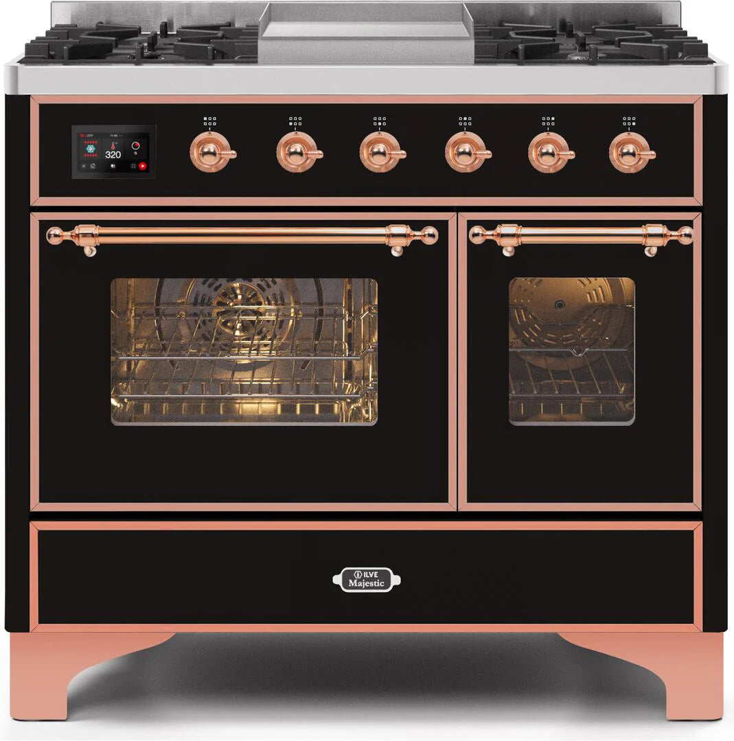 Glossy Black Copper Trim Dual Fuel Natural Gas Range S32541