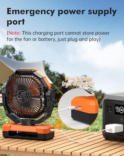 24000mAh Rechargeable Battery Operated Camping Fan with Light & Hook A7603