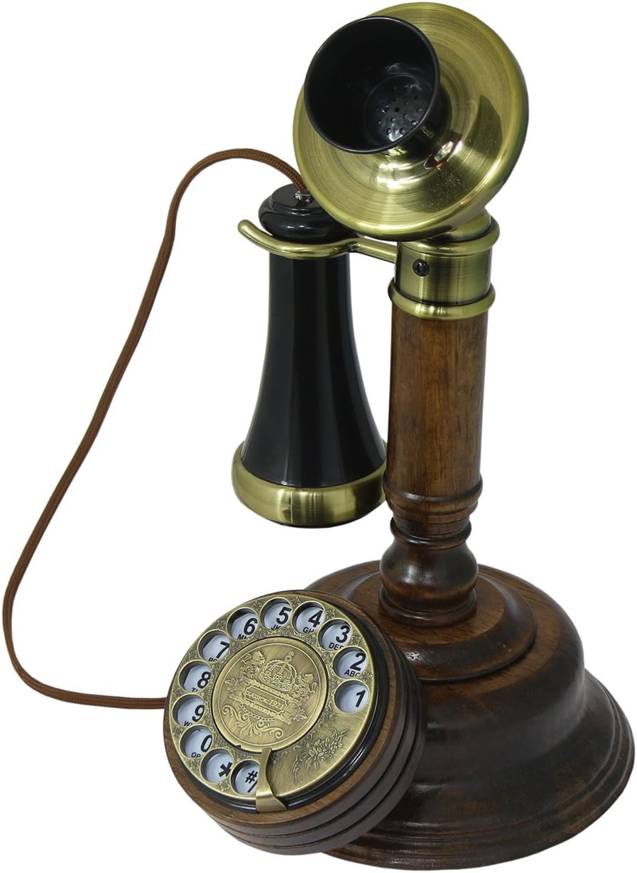 Wall-Mounted Wooden Telephone with Metal Parts W137