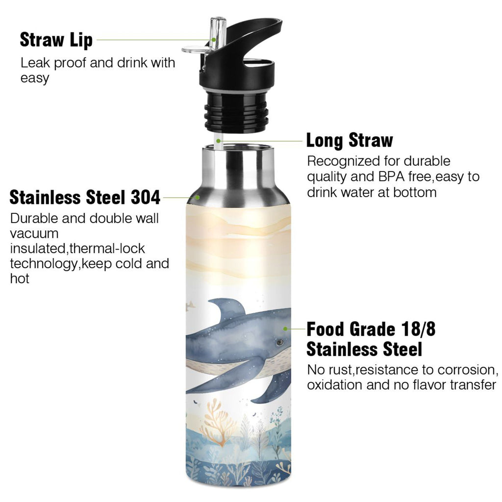 Stainless Steel Insulated Thermos Vacuum Flask Water Bottle with Straw Lid S664