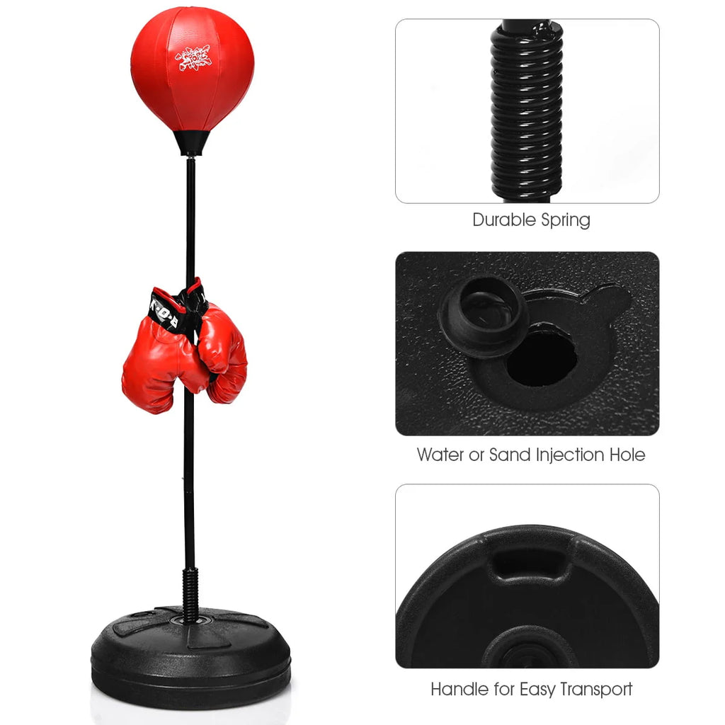 Boxing Punching Bag with Height Adjustable Stand and Boxing Gloves K361