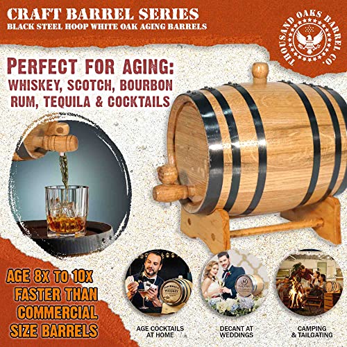 2 Liter Oak Aging Barrel with Wood Stand, Bung & Spigot G850