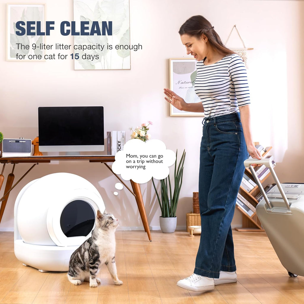 Automatic Self Cleaning Large Capacity Cat Litter Box (Pure White) B300425