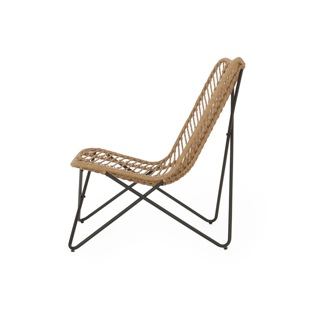 Wicker Outdoor Accent Chairs, Set of 2, Light Brown and Black P211832