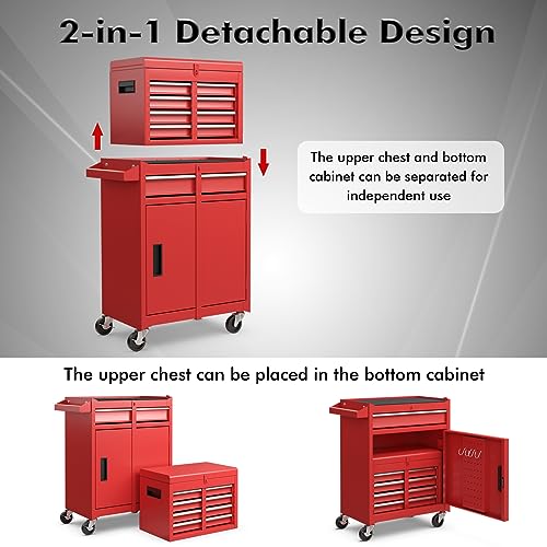 Gray 5-Drawer Rolling Tool Chest with Lockable Wheels T207