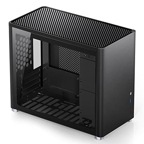White Mini Micro ATX Tower Computer Case, Aluminum/Steel/Tempered Glass C289