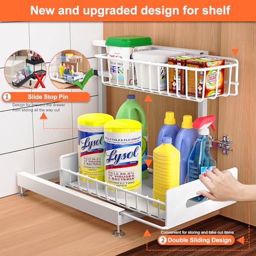 White 2 Tier Pull Out Under Sink Organizer P59753
