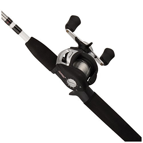 Medium 6' Low Profile Fishing Rod and Bait Cast Reel Combo (2 Piece), Black, White F953598