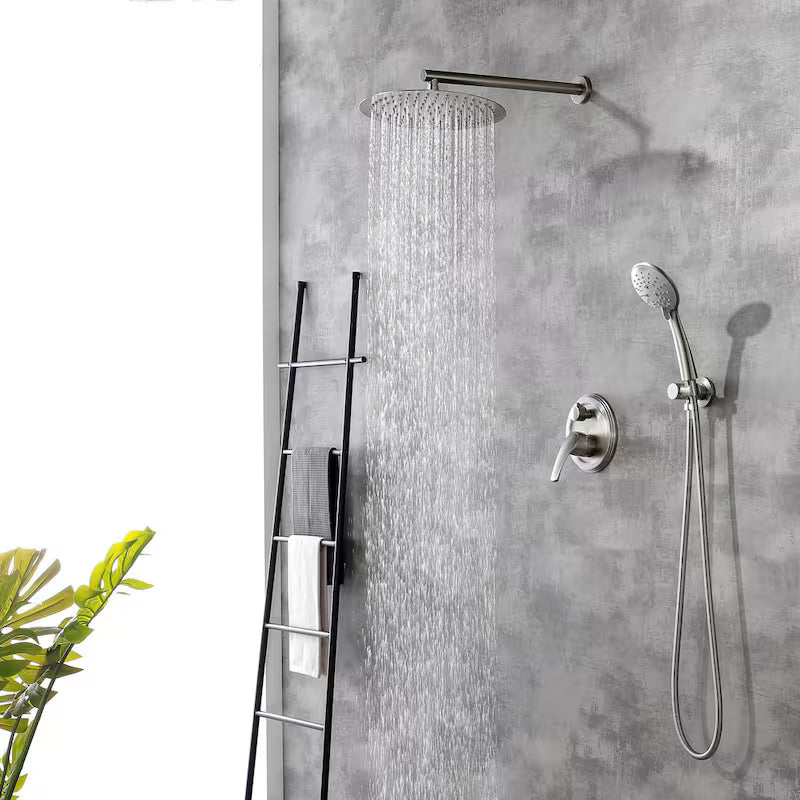 Wall Mount Dual Shower Heads with Valve in Brushed Nickel A5016