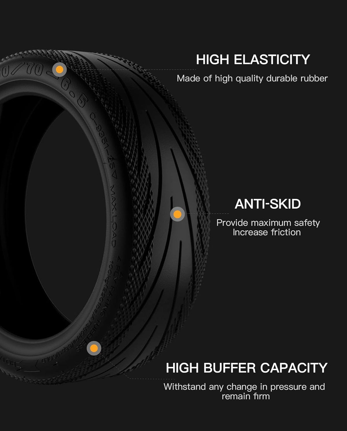 Tubeless Front Tire for Ninebot by Segway Max G30 Electric KickScooter, Solid Rubber, Pack of 2 X62936